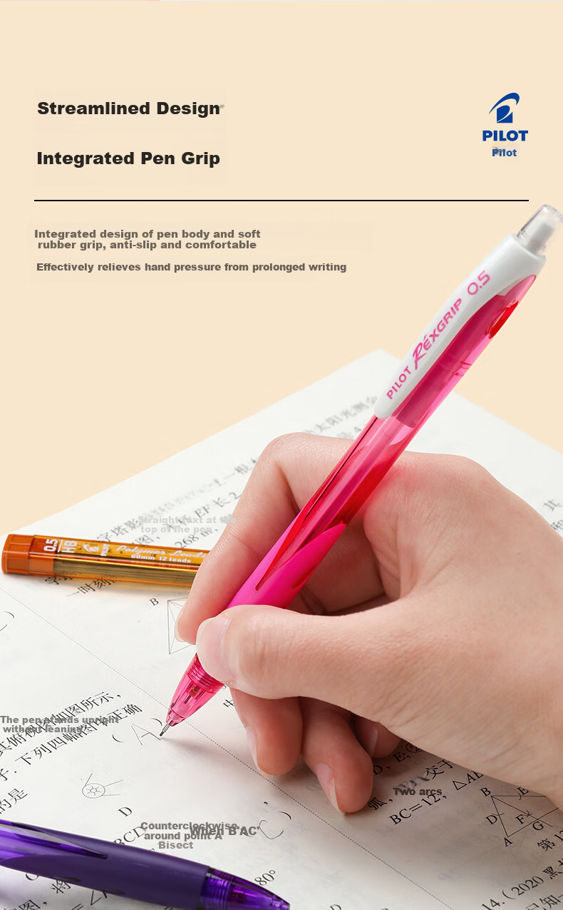 PILOT [Best-Selling Product] Leicai Mechanical Pencil 0.5mm Children's Pencil for First And Second Grade Elementary School Students Writing Pencil with Eraser Stationery Transparent Purple (Pencil Refills Included) HRG10RCV5 4