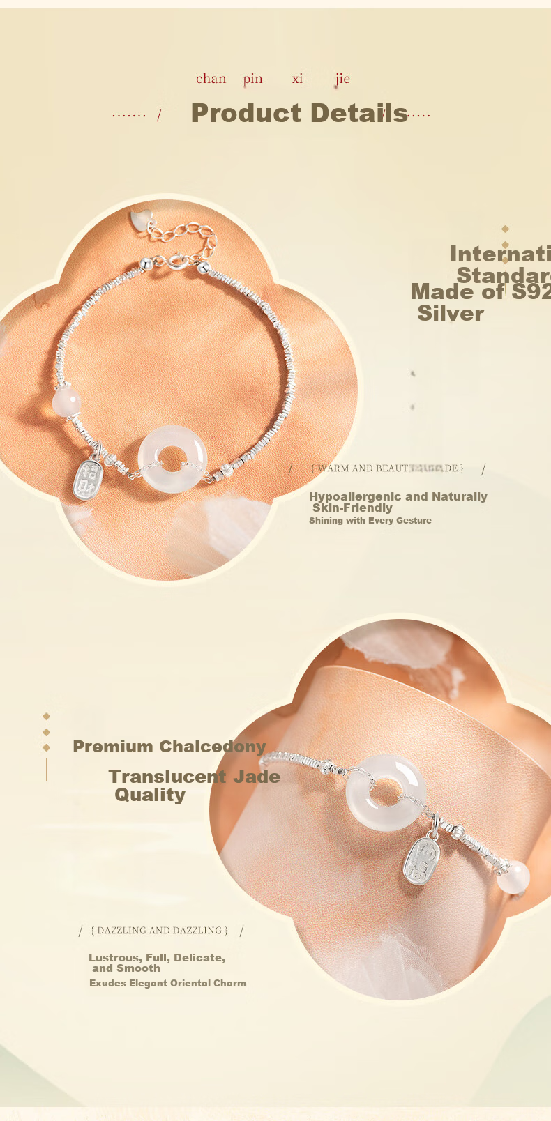 Lao Feng Xiang Silver Safety Bracelet for Women with Chalcedony Peace Buckle Jewelry Birthday Anniversary Gift for Girlfriend Wife 4