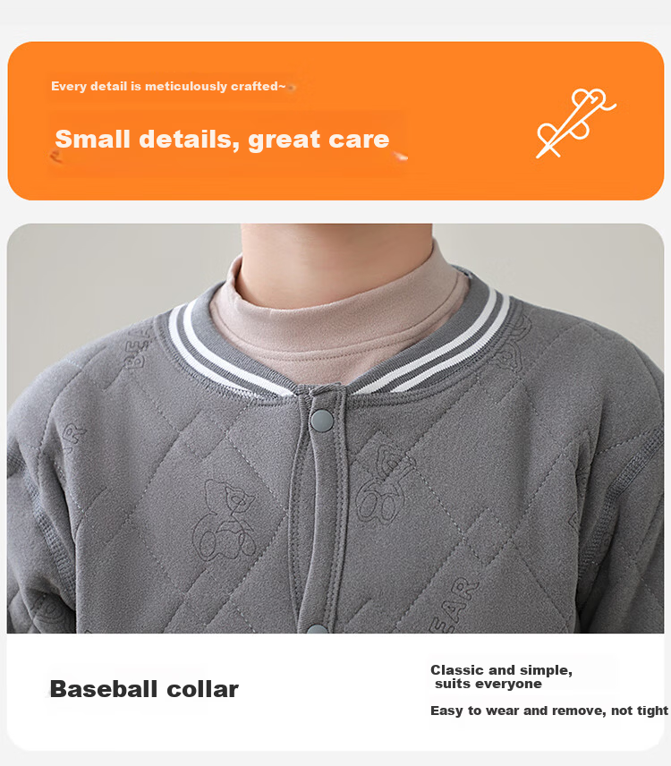 MiiOW Kids Thermal Underwear Boys School Uniform Essential Single Top Inner Layer Autumn Winter Cotton Padded Jacket 19
