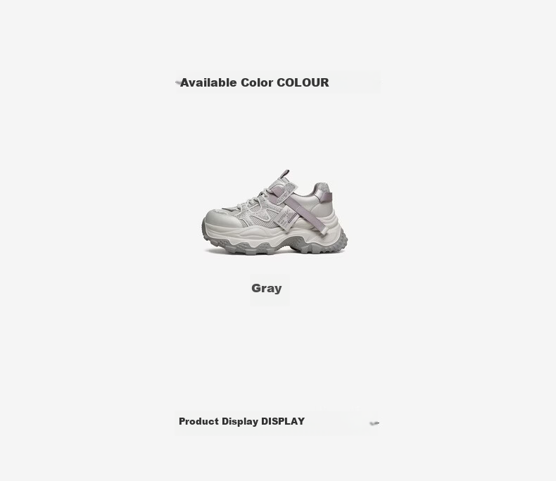 Basto 26 Spring Dad Sneakers Fashion Casual Height Increasing Women's Shoes B6098AM6 Gray Size 36 4