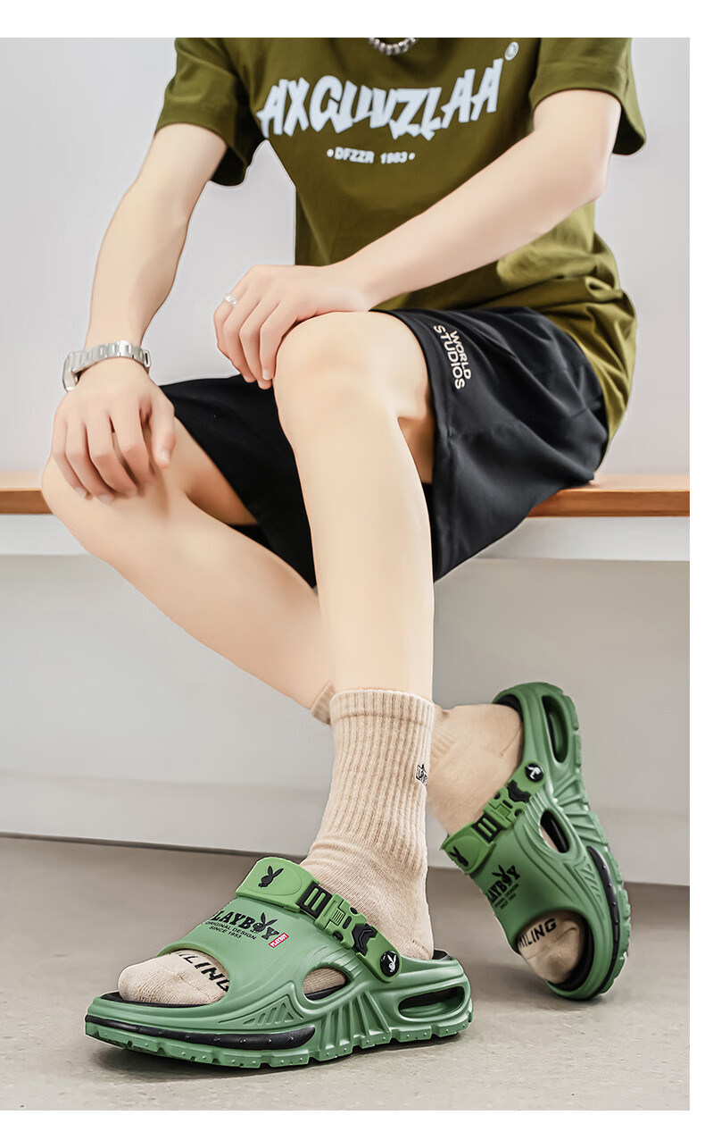 PLAYBOY 2026 Summer New Open Toe Sandals Men Soft Sole Casual Slip-On Outdoor Beach Shoes 17