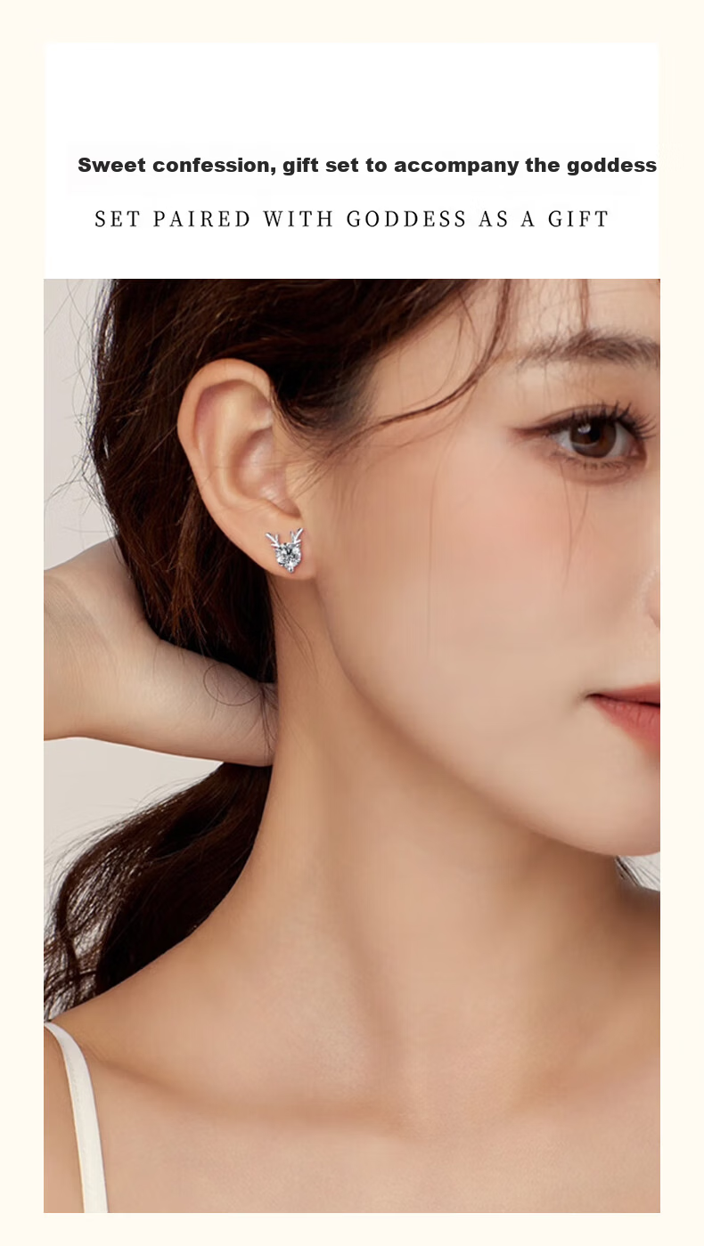 Chow Tai Fook Weekly Light Luxury High-End Silver Stud Earrings for Women Gift Box Birthday Present for Girlfriend 10