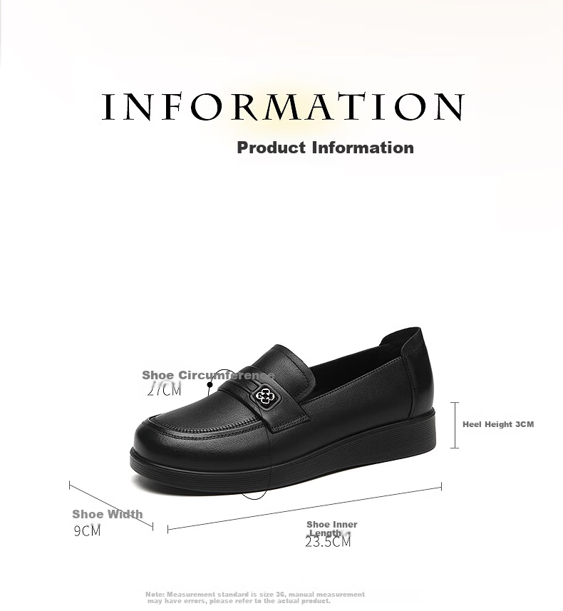 RED DRAGONFLY Women's Leather Loafers Single Shoes British Style Slip-On Mom Shoes WTB341781 Black Size 36 6