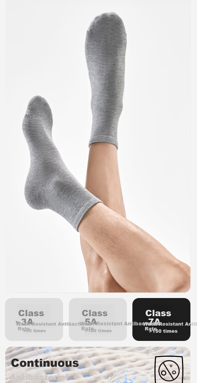 HLA Disposable Cotton Mid-Calf Socks for Men and Women 7A Antibacterial Travel Daily Use No-Wash Sports Casual Mid-Length Socks 7 Pairs Pack 5