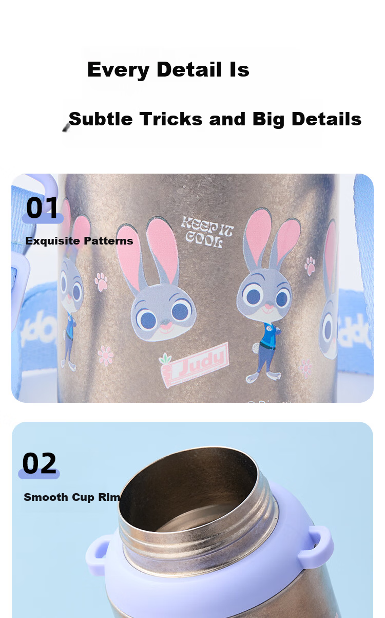 Disney Kids Titanium Insulated Water Bottle 400ml Portable Straw Cup High-Quality Gift 7