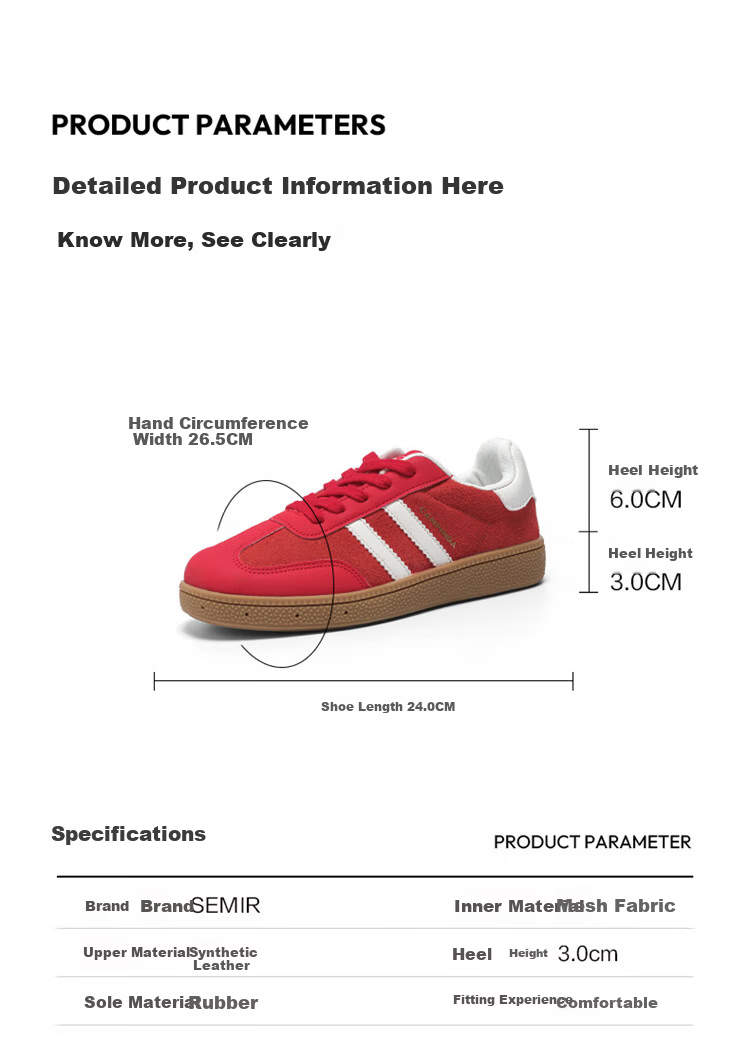 Semir Women's Shoes, Training Shoes for Women, Autumn Thin-Soled Versatile Fashionable Sneakers, Casual Shoes for Women SZY251006, Vintage Red, Size 40 4