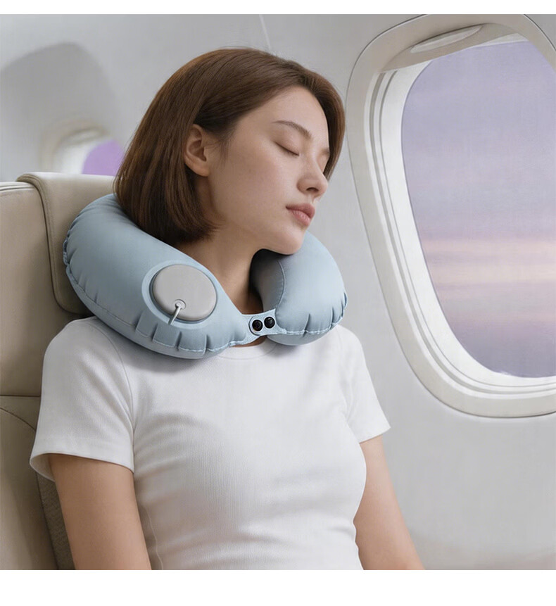Nanjiren Inflatable U-Shaped Travel Neck Pillow Portable Headrest for Airplane High-Speed Train and Train 9