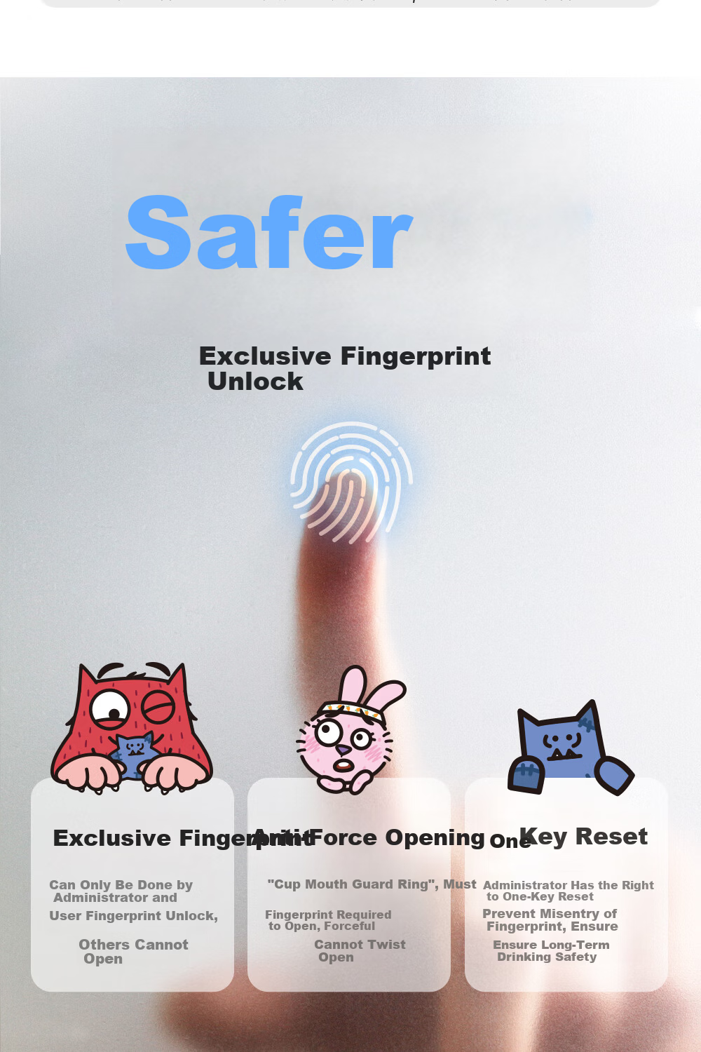 Fuguang Smart Fingerprint Cup, Unlock Password, Children's Thermos Cup, Student 316L Straw Water Bottle, Gift for Boys And Girls 8