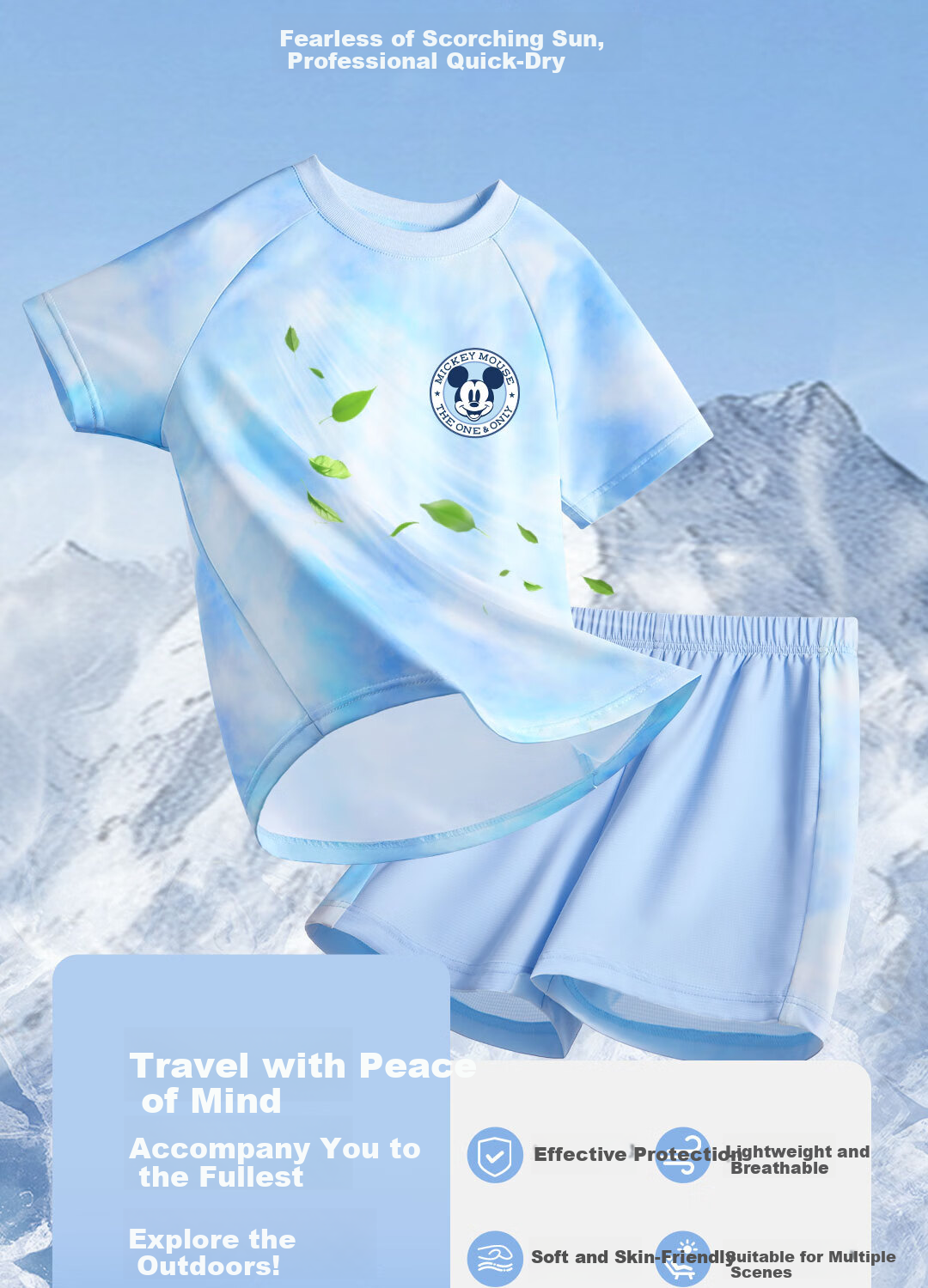 Disney Kids Sports Set 2025 Summer New Breathable Girls Quick-Dry Short Sleeve T-Shirt Casual Versatile Boys Shorts 4