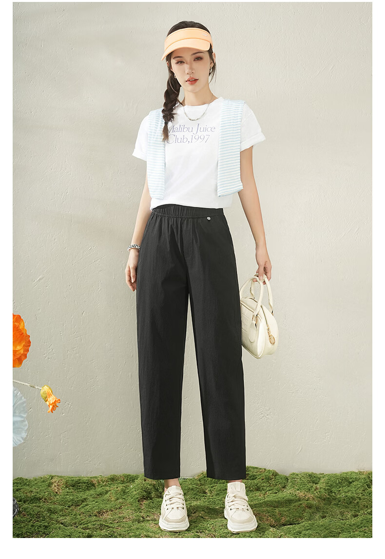 Borui Women's Lightweight Summer Sun Protection Cooling Capri Pants 2026 New Slim Fit Casual Pants Navy XL 24