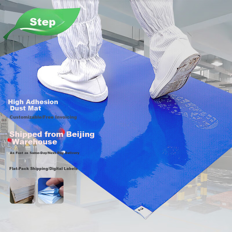 Burun Adhesive Dust Removal Mat Peelable Dust Sticky Sheet Cleanroom Factory Floor Mat Dust Removal 60Ă90CM 300 Sheets/Box Blue