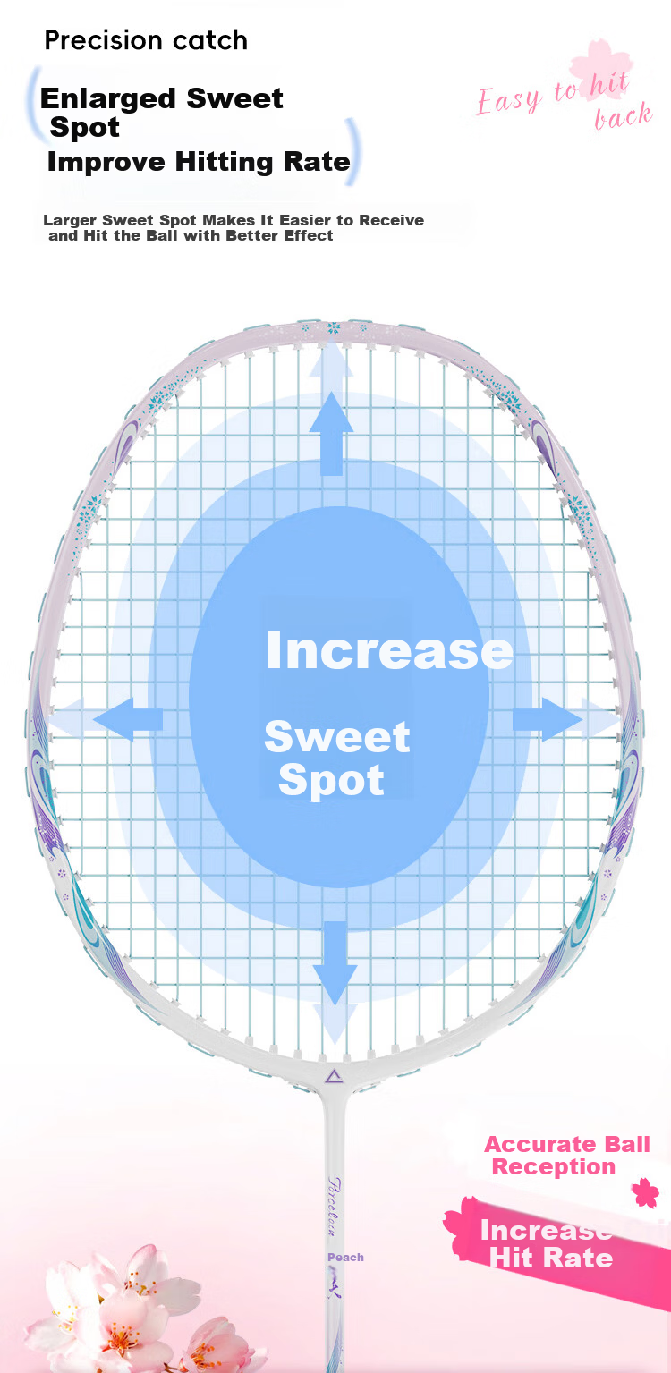 Peak Beginner Taoyao Entry Series Badminton Racket Carbon Fiber Professional Training Durable Unisex White Blue 6