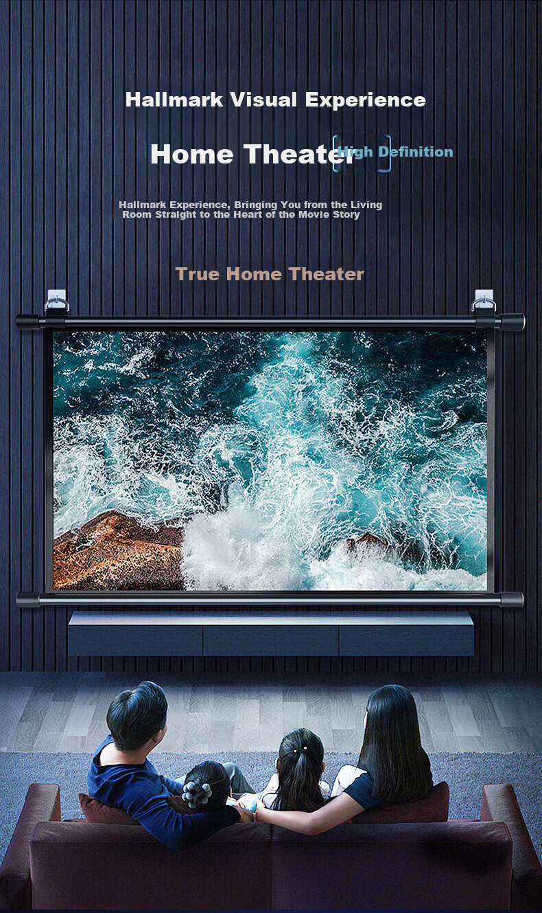 MEISHUO 100-Inch 16:9 Dual-Use Screen for Wall And Stand, White Plastic High-Definition Portable Projector Screen, No Drilling Required, for Home Office Use, Compatible with XGIMI, Jmgo, Dangbei, Xiaomi 4