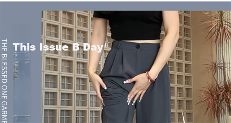 Langsha Women's Suit Pants 2026 New High-Waist Straight-Leg Slim Fit Lightweight Wide-Leg Trousers for Office Commuting 1