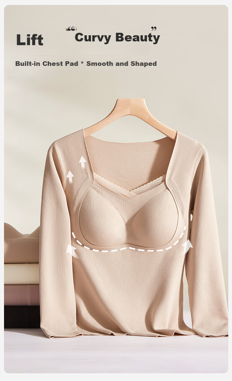 Urban Beauty Women's Thermal Fleece Padded Bra Heat Retaining Underwear Set with Down Silk Autumn Winter 2XL 5