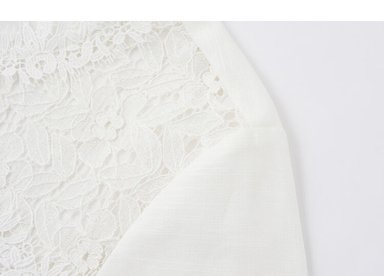 Demana Fresh Cotton Summer Elegant Urban Lace Splice Short Sleeve Loose Slimming Shirt for Women High-End Feel 12