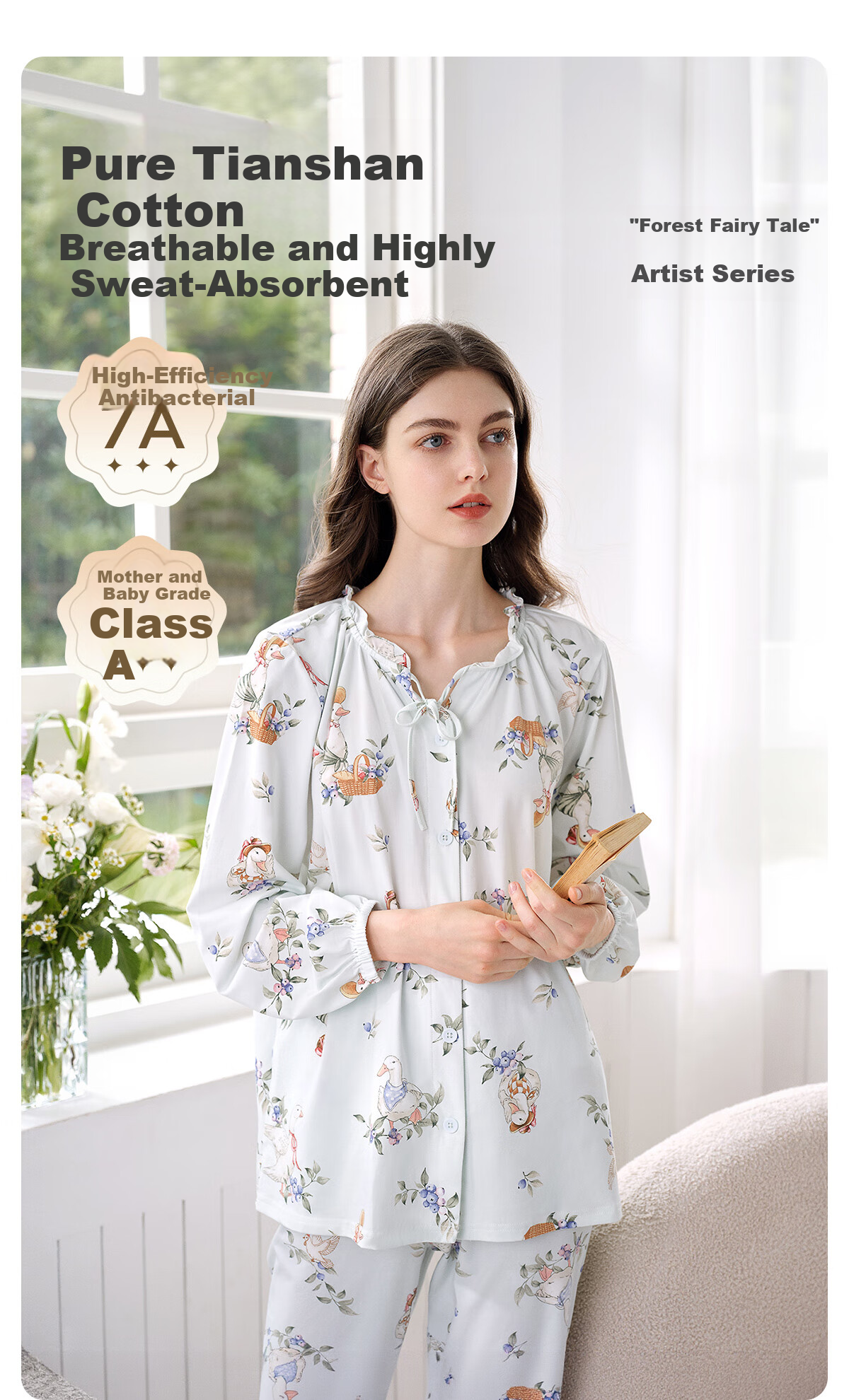 JOYNCLEON Maternity Postpartum Nursing Pajamas Spring Summer Cotton Antibacterial XL JYZ178915 2