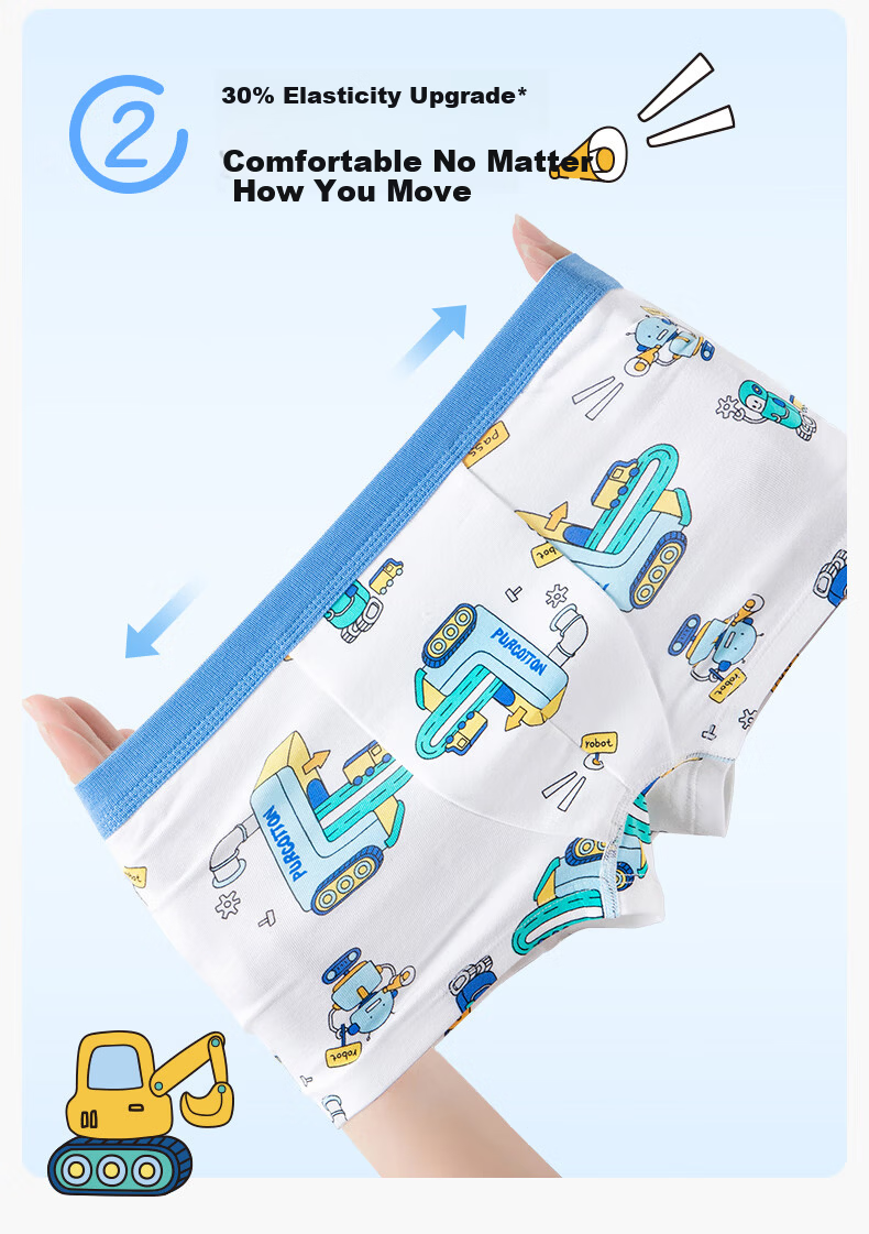 PurCotton Kids 7A Antibacterial Stretch Underwear 3-Pack 9