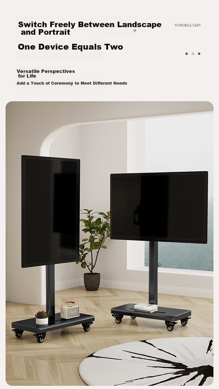 TAZD TV Stand, Movable 40-80 Inch, Horizontal And Vertical Screen, Adjustable Height, Rotatable 90°, Floor-Standing Cart for TVs, Flat-Screen TV Mount, Monitor Stand, Brand-Movable Rack 2