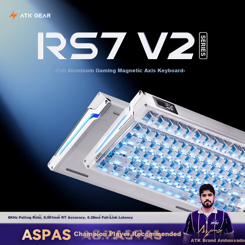 ATKRS7V2 Ultra Wired Customizable Valorant RT Mode 75% Layout Gaming Office Mechanical Keyboard 81 Keys Silver Blade Crystal Blade Switches