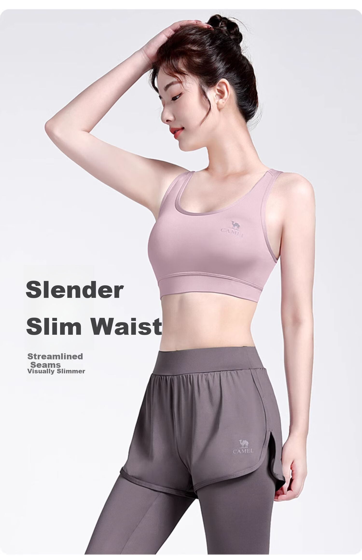 CAMEL Yoga Outfit for Women, Morning Run Outdoor Sportswear, Slim-Fit Breathable Fitness Wear, Five-Piece Set YK22255493B 7