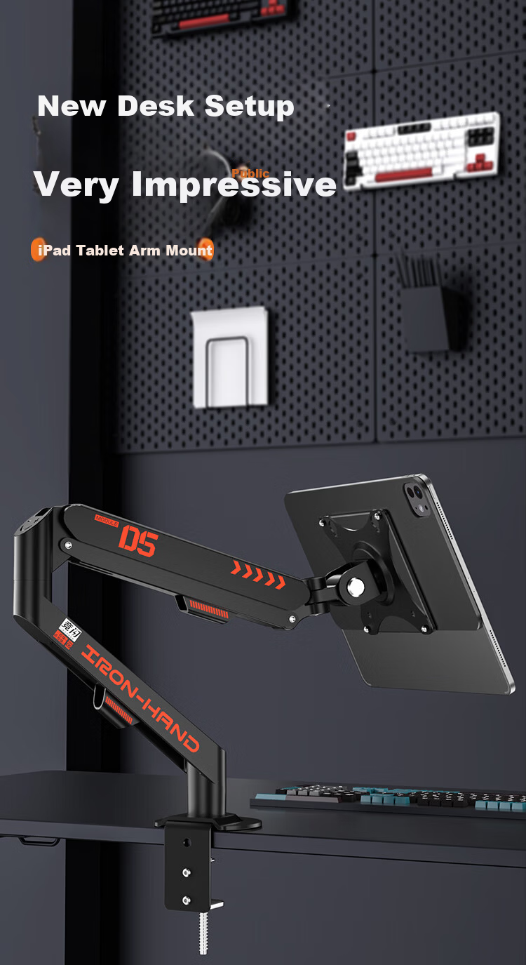 Jingshan iPad Contact Charging Cantilever Stand Magnetic Charging Backplate Set VESA Wireless Charger Apple Mechanical Arm Tablet Stand Air Pro 360-Degree Rotating Stand 1