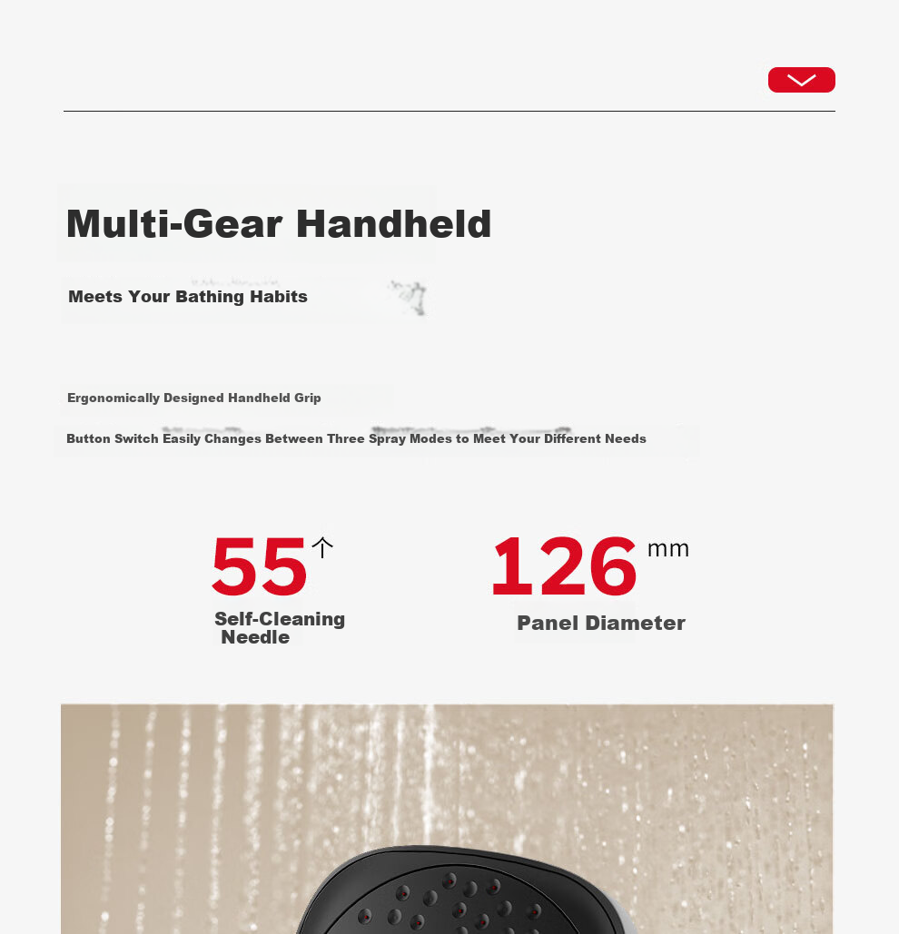 Honeywell High-Pressure Handheld Shower Head with Large Panel Gray 24H3CQ 9