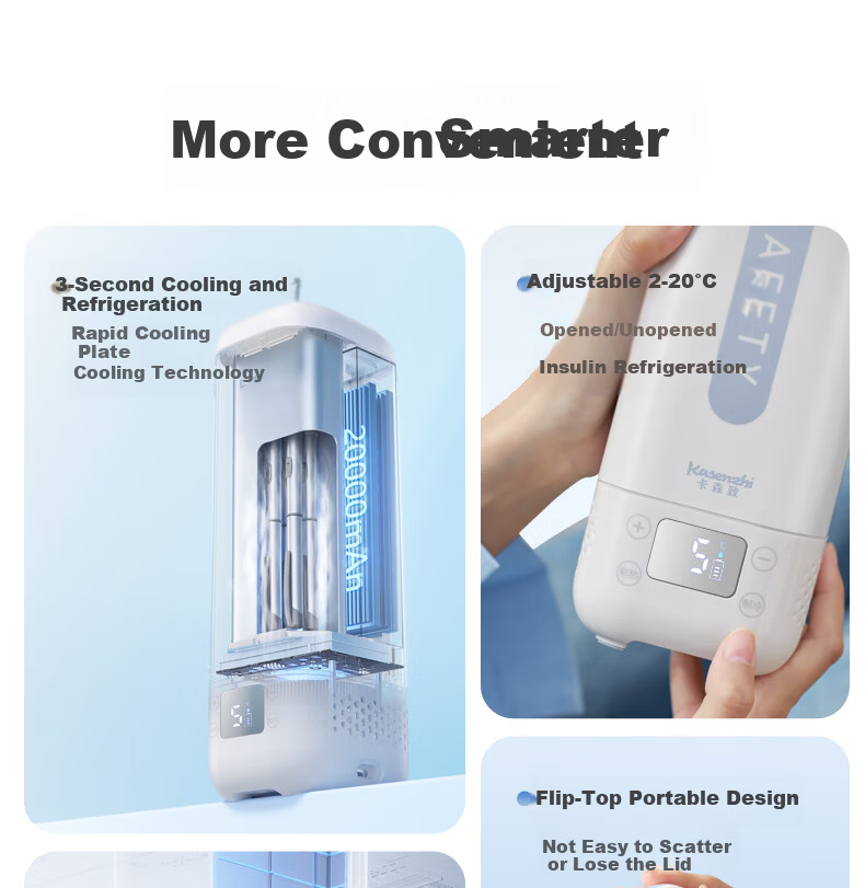Kasenzhi Insulin Cooler Box, Portable Rechargeable Mini Refrigerator, Wireless Thermos Cup, Medicine-Specific Bag for Growth Hormone 9