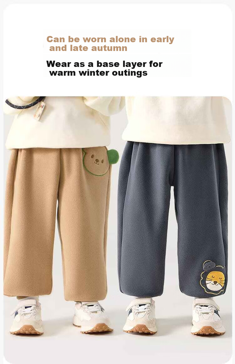 Aibedila Kids Pants Spring Autumn Thickened Sweatpants Boys Long Pants Autumn Baby Children's Casual Double-Sided Fleece Blue Size 90 5