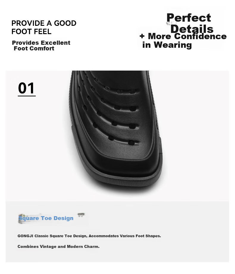 Gongji Ao Ruipeng | Tian Jiarui Same Style Summer Outdoor EVA Hole Shoes Women Men Black Size 36-37 4
