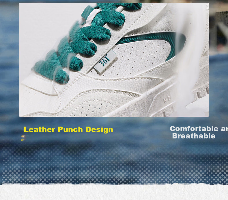 361° Men's Sports Shoes Spring Summer New Retro Leather Basic White Casual Sneakers 672616619-5 15