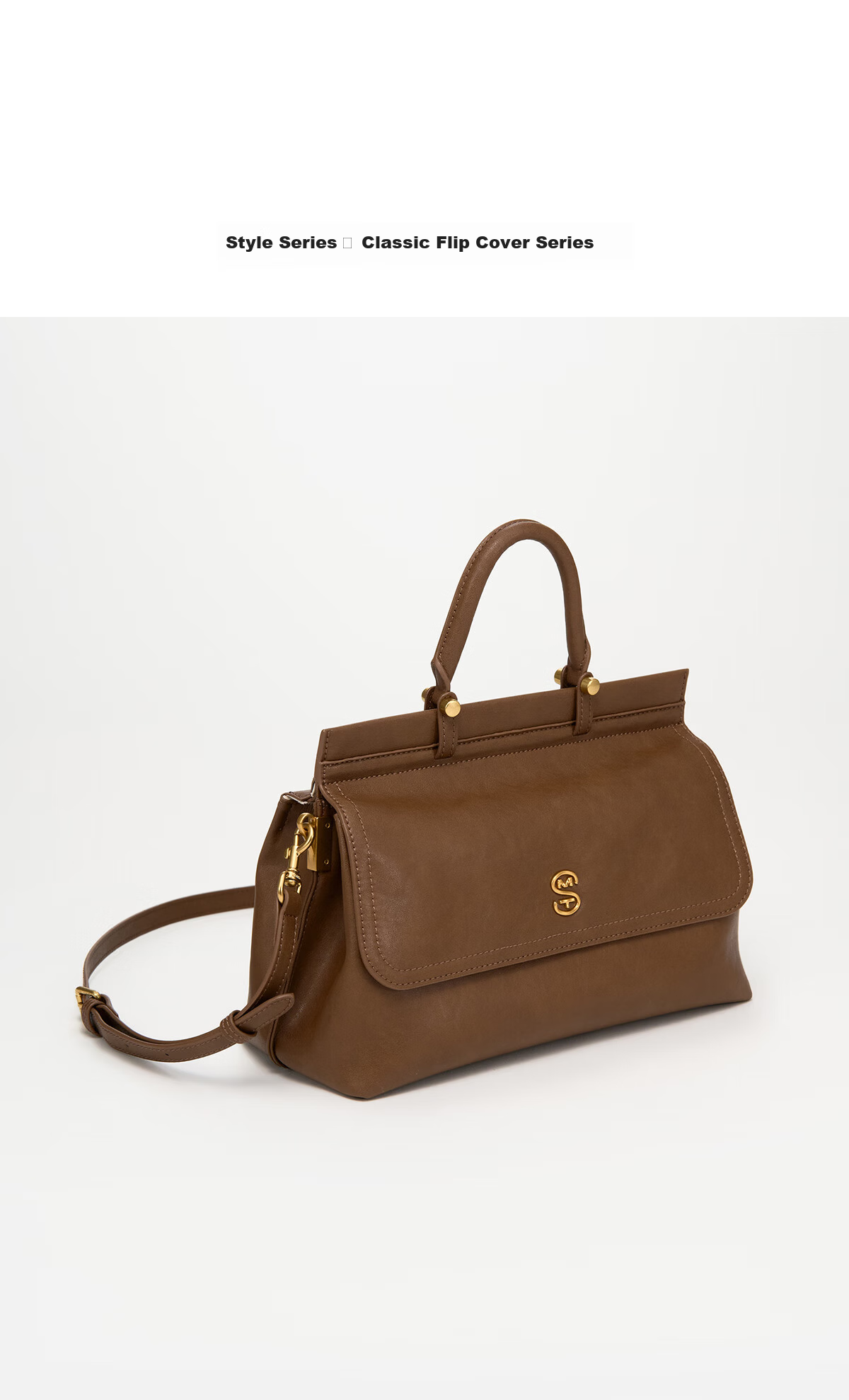Ximuting Chasing Light Caramel Brown Cowhide Leather Women's Handbag New Simple Versatile【Christmas Gift】 1