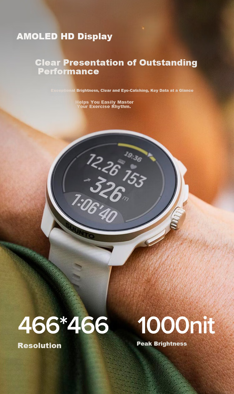 SUUNTO RACE S Heart Rate and Blood Oxygen Dual-Frequency GPS Running Outdoor Sports Smartwatch Shale White Christmas Gift 4