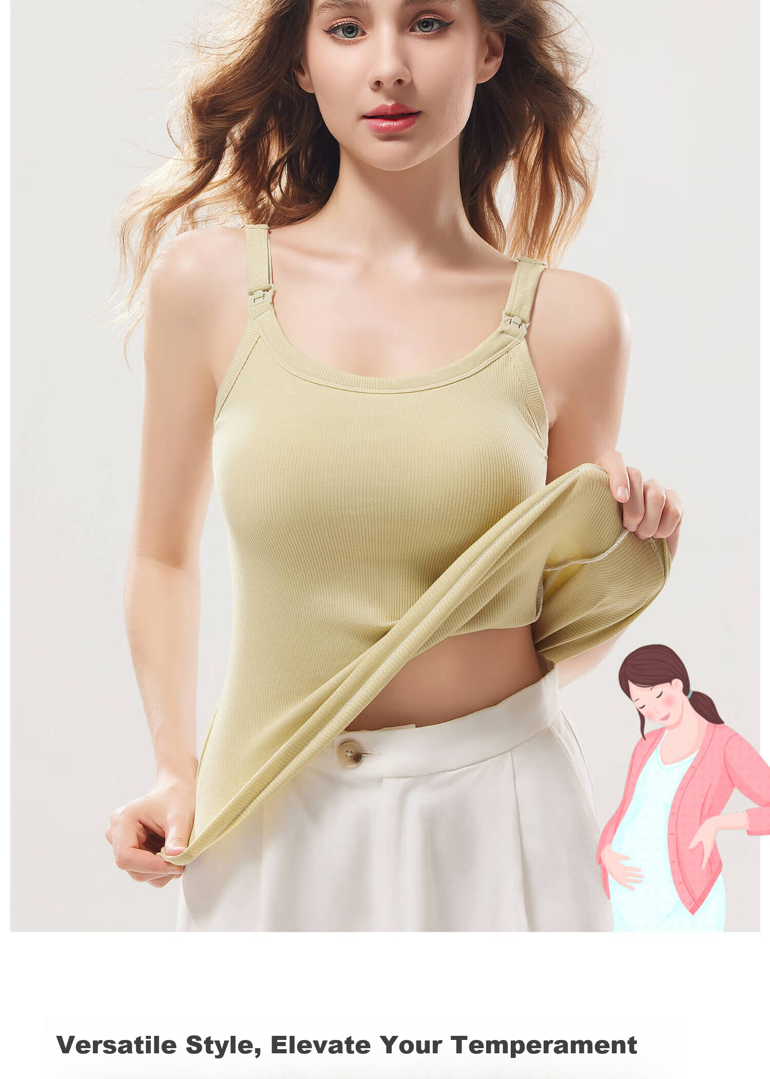 Shiduo Nursing Camisole Vest Maternity Innerwear with Chest Pads Anti-Sagging Postpartum Breastfeeding Base Layer 019 Bean Green XL 11