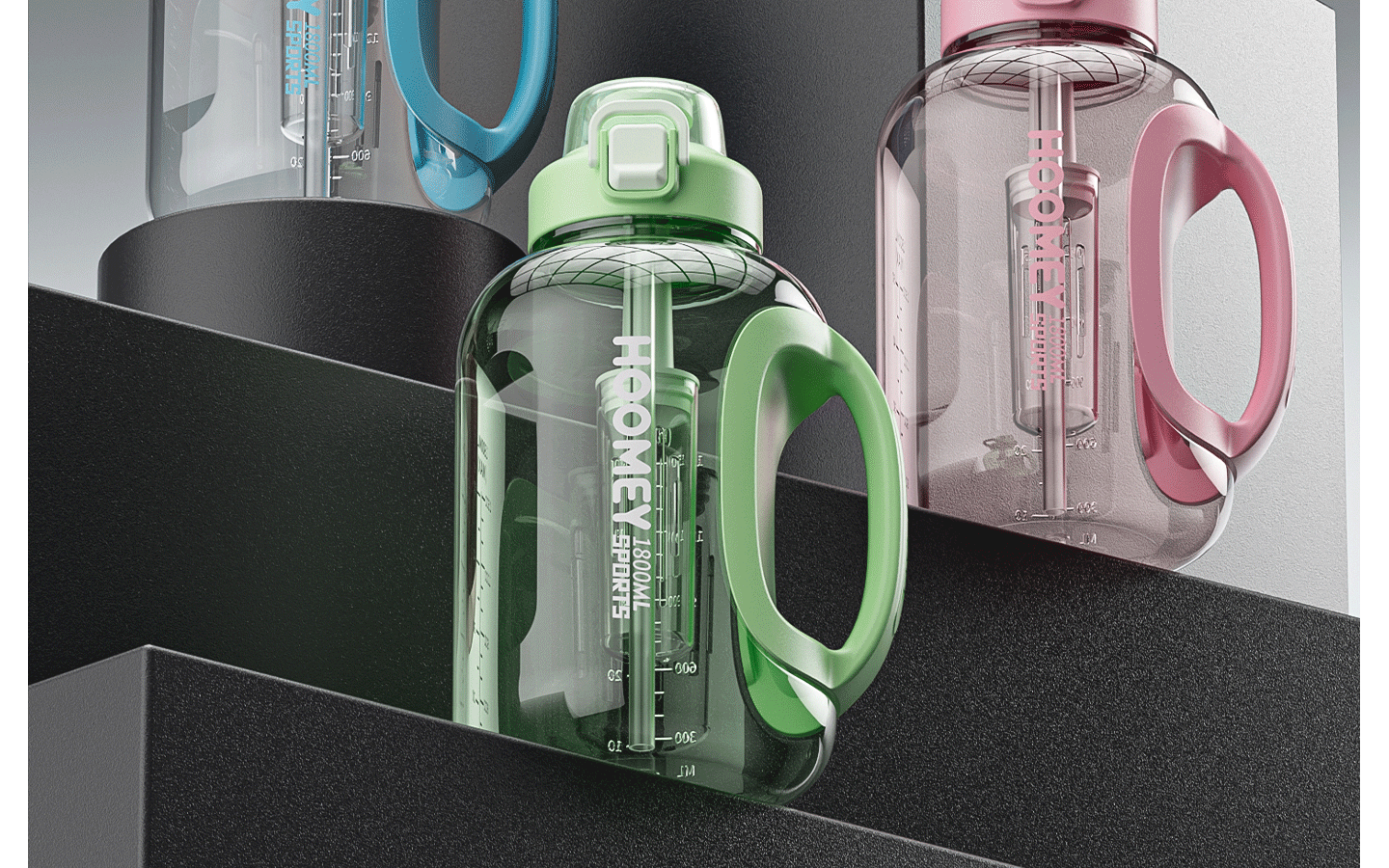 HOOMEY Large Capacity Water Bottle Outdoor Sports Portable Durable High-Temperature Resistant Water Cup 43