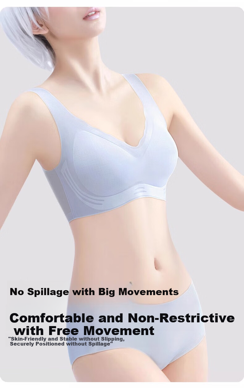 Muwei Seamless Ultra-Thin Ice Silk Cooling Bra for Women, Spring Summer, Small Bust, Push-Up, Wireless, Breathable, Vest-Style Back Beauty Bra 9