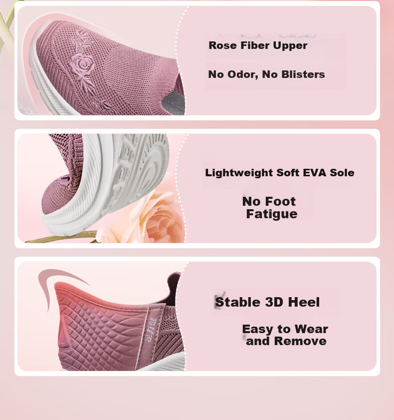 Zulijian Elderly Soft Sole Casual Walking Shoes Holiday Gift Rose Mom Shoes 26116010T Lotus Pink Women Size 36 5