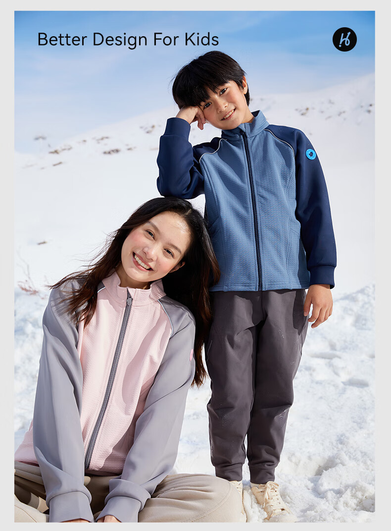 HeyBetter Children's Fleece Cube Jacket, Sweat-Wicking, Windproof, Parent-Child Warm Outerwear, Lake Blue (Navy Blue/Blue), Size 120 17