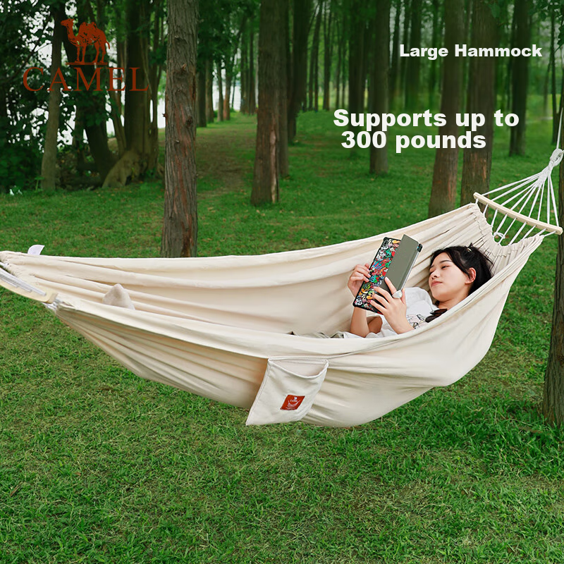 CAMEL Anti-Rollover Hammock, Outdoor Double Swing, Indoor Home Garden Hanging Net Bed