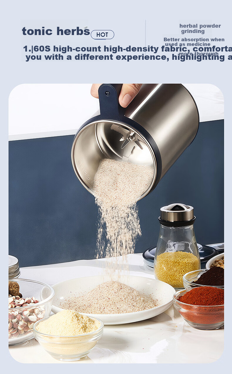 Deming Household Grinder Ultra-Fine Herbal Pulverizer Small Grain and Spice Mill Pepper Powder Grinder 11