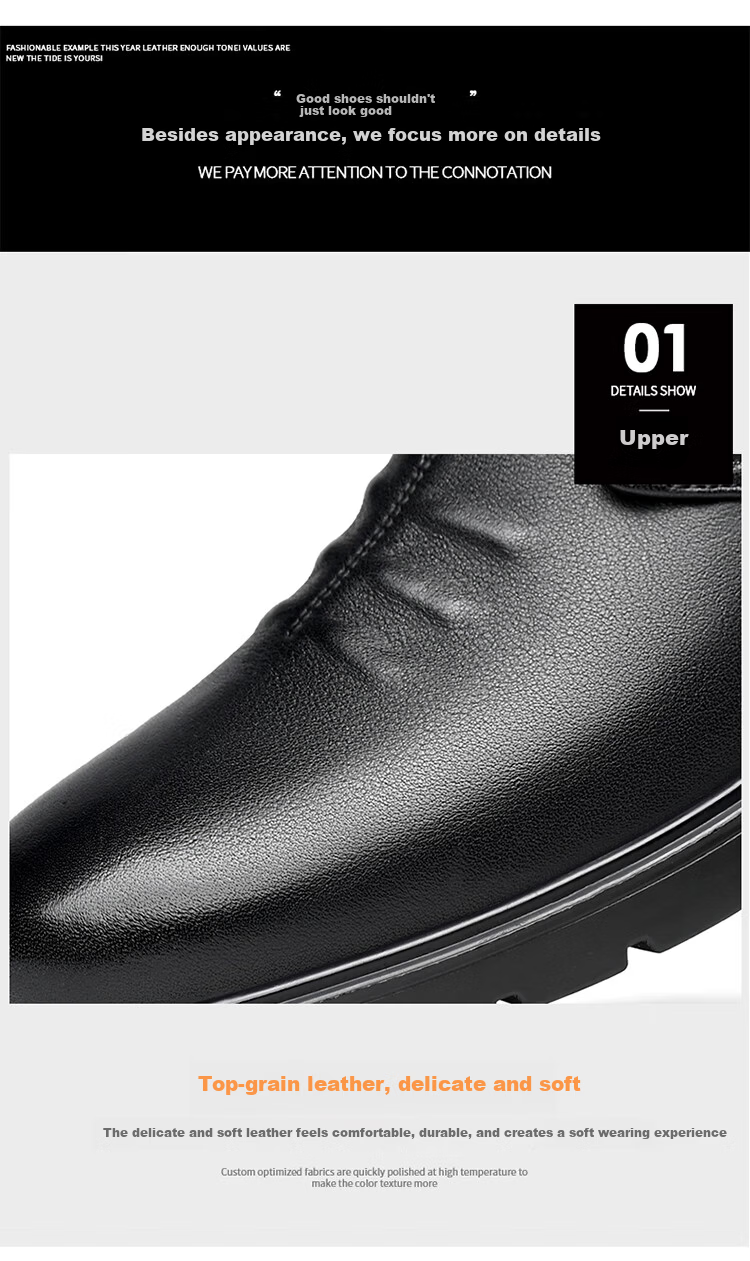 SPIDER KING Men's Leather Shoes, Business Casual Lace-Up Comfortable Versatile Middle-Aged And Elderly Dad Shoes, Black (Lace-Up), Size 43 6