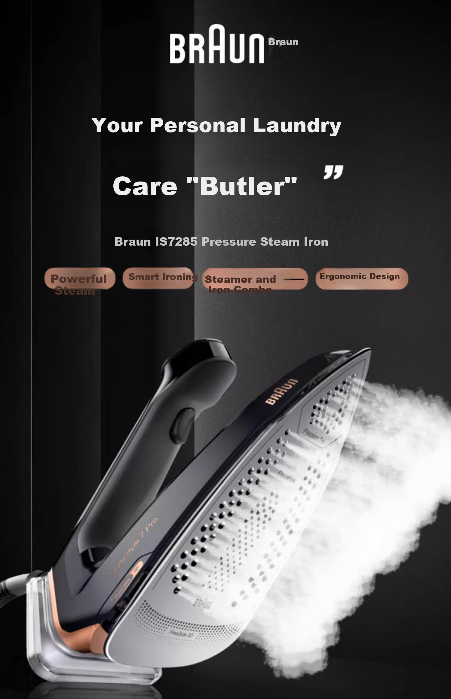Braun IS7285 Smart Electric Iron Household Steam Garment Steamer Compact Hanging Iron 1