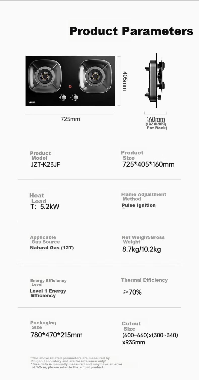 CHIGO Natural Gas Stove 1st Level Energy Efficiency Gas Cooker Double Burner 5.2kW High Flame Built-in Desktop 70% Thermal Efficiency JZT-K23JF with 15% Government Subsidy 10