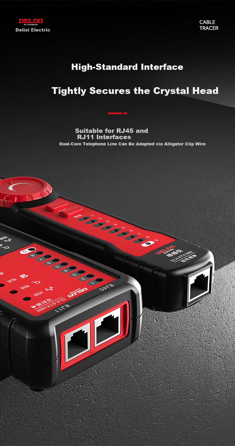 DELIXI ELECTRIC Network Cable Tracker Multifunctional Telephone Network Line Tester Line Tracing Instrument Detection Kit 4
