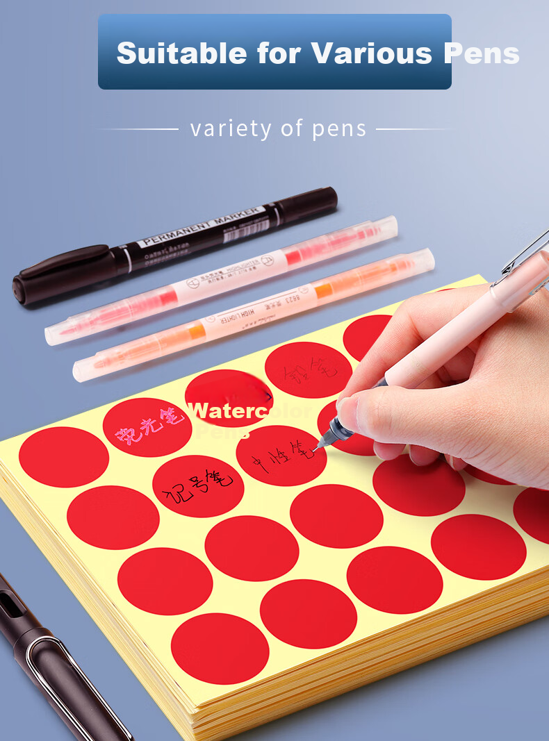 GOTOVAN Colorful Polka Dot Round Sticker Adhesive Label Paper Handwritten Small Size Round Dot Number Coding Red Large 6
