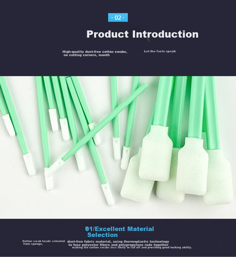Mashifu Dust-Free Cotton Swabs [100 pcs/pack] Polyester Dust-Free Industrial Cleaning Sticks Precision Instrument Cleaning Swabs Dust Removal Cotton Swabs PS743 Total Length 70mm Head Width 4mm 4