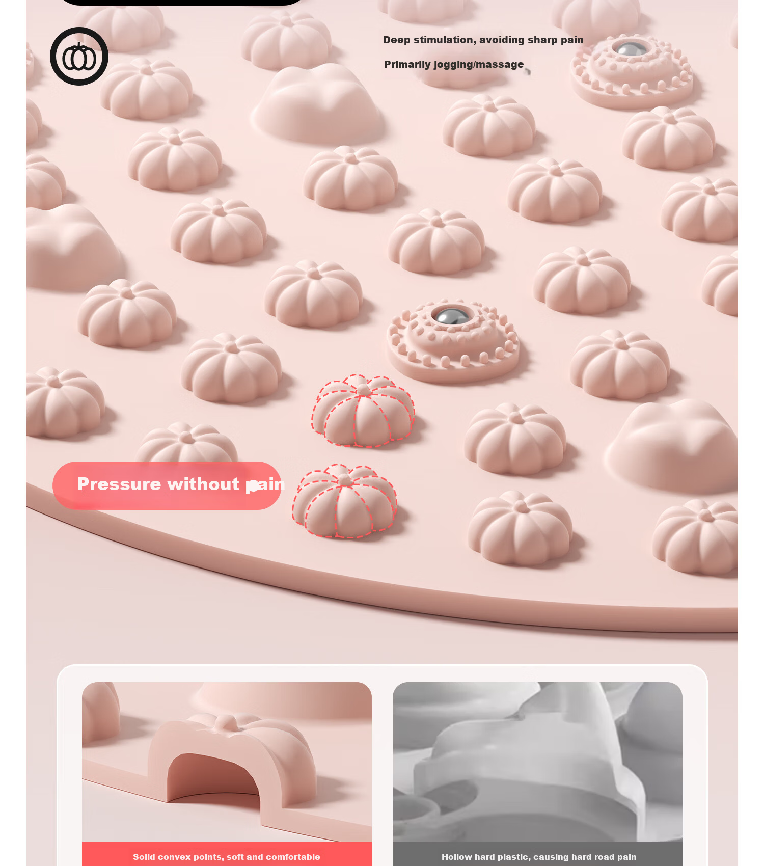 Yottoy Liquid Soft Silicone Acupressure Board Slow Jogging Traditional Chinese Medicine Weight Loss Foot Massage Mat Pink 5