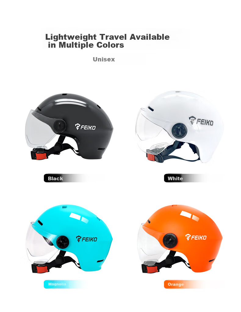 FEIKO 3C Certified Electric Vehicle Helmet Motorcycle Helmet Four-Season Half Helmet Safety Cap Unisex Commuter Electric Scooter White L 10