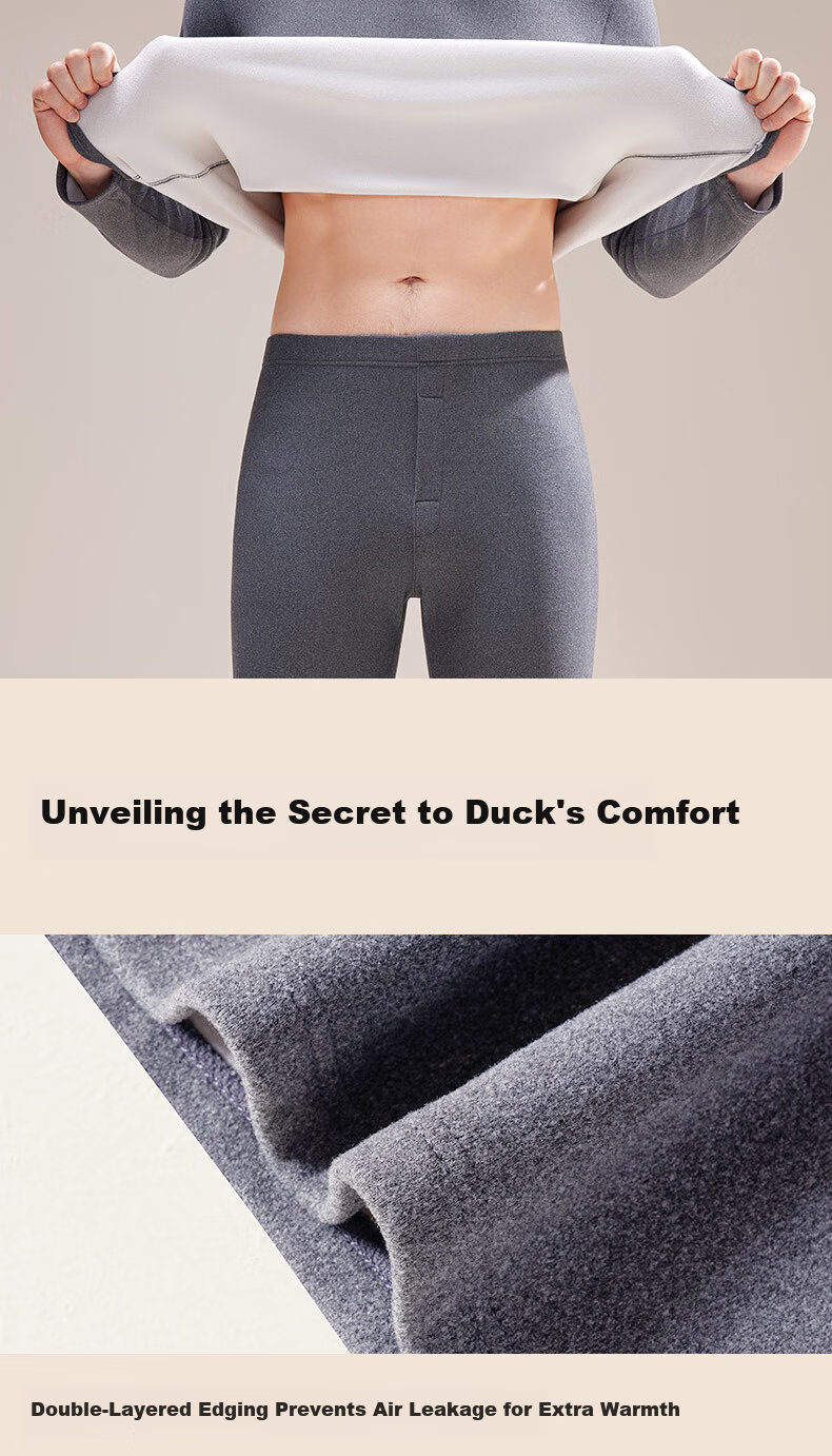 YAYA Goose Down Tencel Thermal Underwear Men German Velvet Heating Cashmere Fleece Thickened Autumn Top and Bottom Base Layer Set Winter 14