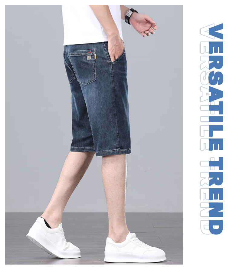 TUCANO Men's Denim Shorts Cotton Comfortable Lightweight Business Casual Five-Point Pants Washed Blue Size 29 Father's Day Gift 15